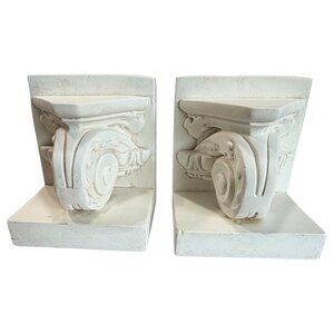 2003 Scamozzi Bookends By House Parts Inc Architectural White Corbel Design 7.5”